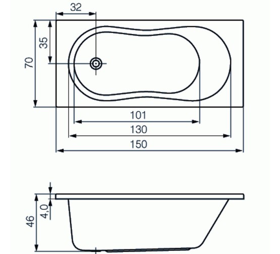 Акриловая ванна Cersanit Nike 150x70