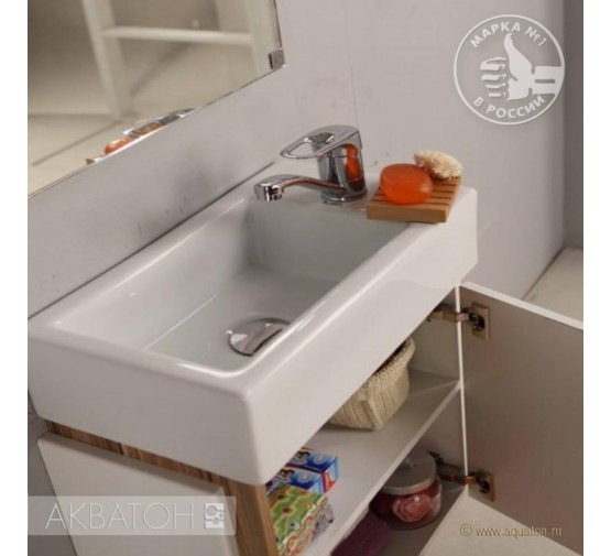 Комплект мебели Aquaton Эклипс 46 L белый/эбони