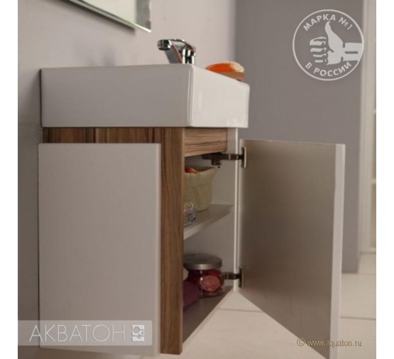 Комплект мебели Aquaton Эклипс 46 R белый/эбони