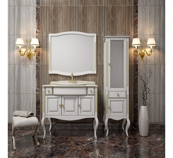 Комплект мебели Opadiris Лаура 100 белый бежевая патина