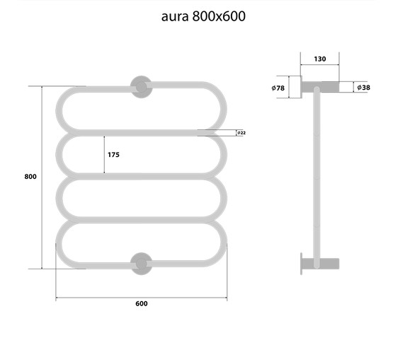 Полотенцесушитель электрический Energy Aura 600x800 П4
