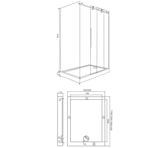 Душевой угол GOOD DOOR Puerta WTWSP-120-90-C-CH 1200x900 хром + прозрачное стекло 