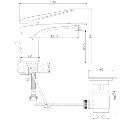 Смеситель для раковины Lemark Allegro LM5906CW с донным клапаном белый/хром