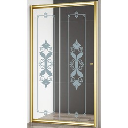 Душевая дверь Cezares GIUBILEO -BF-1-120-CP-G золото прозрачное стекло с рисунком