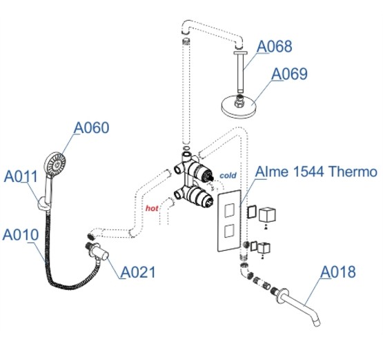 Душевая система Wasserkraft  Alme А174568 Thermo со смесителем хром