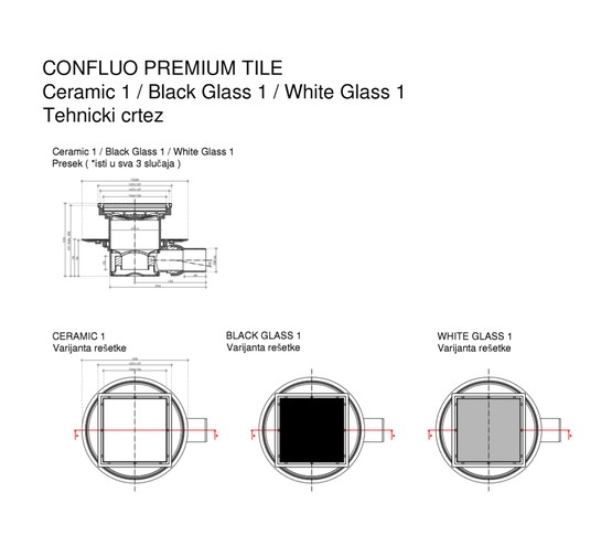 Трап сливной Pestan Confluo Standard Black Glass 1 15 см черный/хром