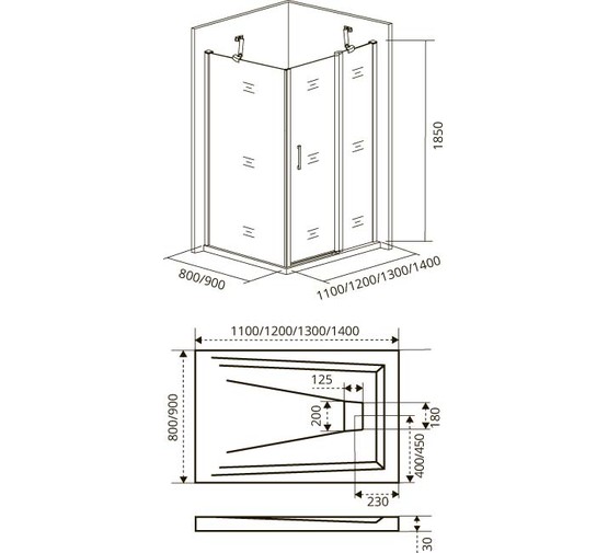 Душевой угол GOOD DOOR Fantasy WTW-110-С-CH -SP-100-C-CH 1100x1000 хром, прозр.стекло