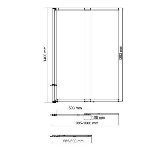 Шторка для ванны Wasserkraft Dill 61S02-100 1000x1400 черный, прозр.стекло 