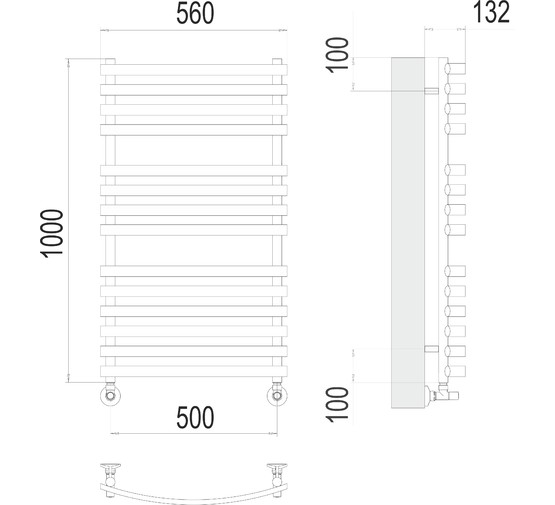 Полотенцесушитель водяной Terminus Капри 500x1000 П14  6-4-4