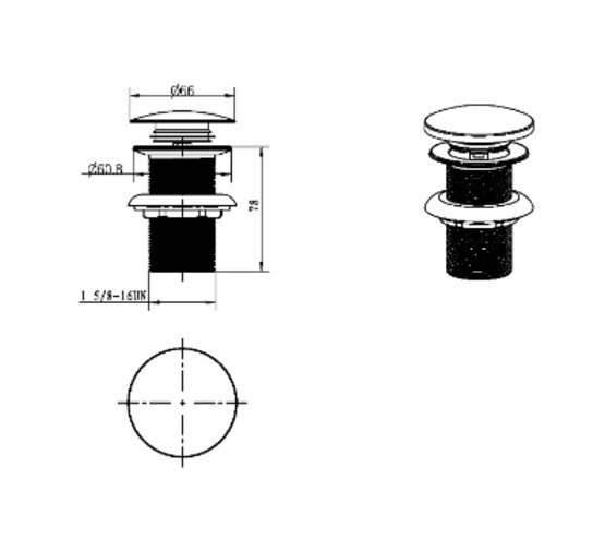 Донный клапан Boheme 612/2 с переливом хром 
