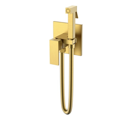 Гигиенический душ Boheme Qubic 477-MG со смесителем золото матовое