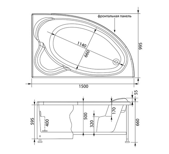 Акриловая ванна Aquanet Mayorca 150x100 R