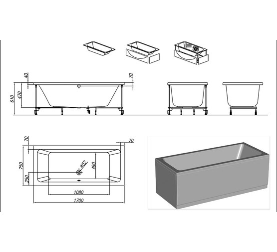 Акриловая ванна Kolpa-san Elektra Basis 170x80