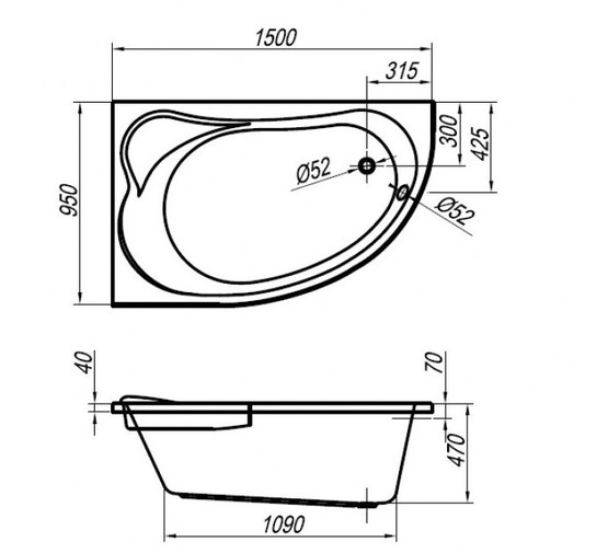 Акриловая ванна Kolpa-san Voice Basis 150x95 R