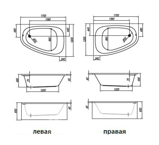 Акриловая ванна Kolpa-san Chad Basis 170x120 R