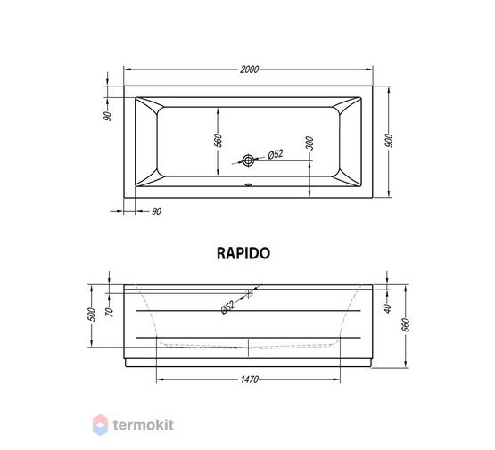 Акриловая ванна Kolpa-san Rapido Basis 200x90