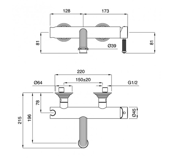 Смеситель для ванны Cezares Olimp VM-02-L  бронза