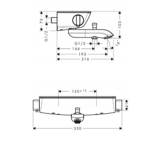 Смеситель для ванны HANSGROHE Ecostat Select 13141000 термостат