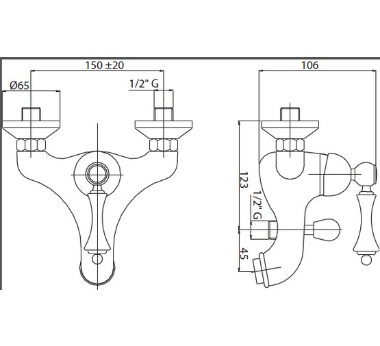 Смеситель для ванны Cezares Margot VM-02-Bi бронза