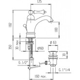 Смеситель для раковины Cezares Margot LSM1-A-02-Bi ручка белая бронза