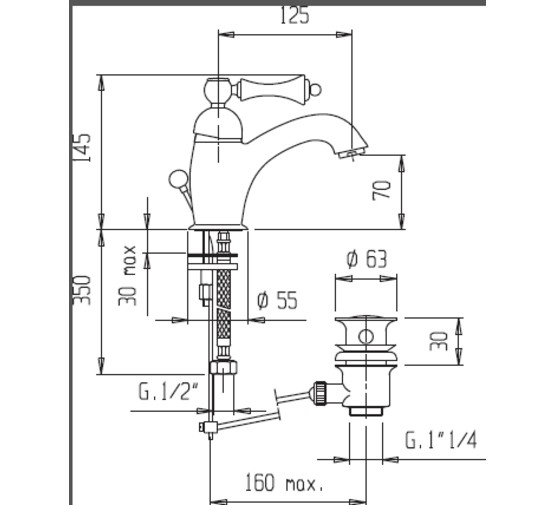 Смеситель для раковины Cezares Margot LSM1-03/24-M золото