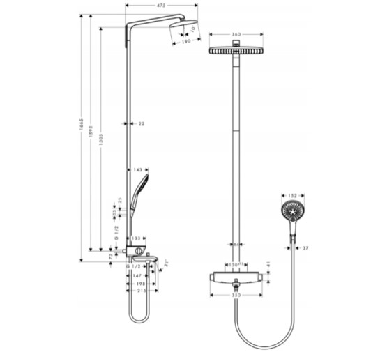 Душевая система Hansgrohe RAINDANCE SELECT SHOWERPIPE