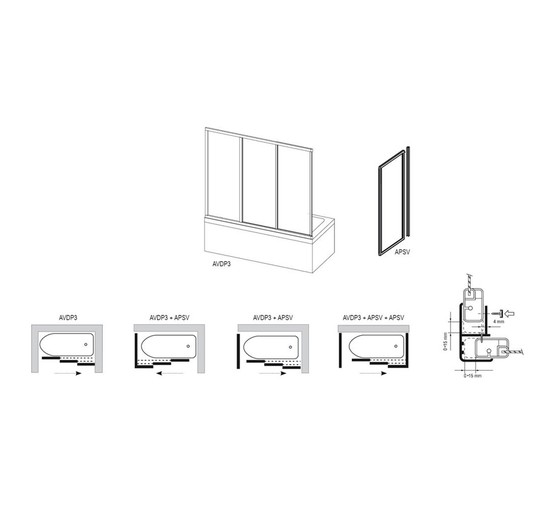 Шторка для ванны Ravak Supernova AVDP3-160 белый + пластик Рэйн