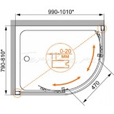 Душевой угол Cezares Pratico RH-2-100/80-P 1000x800 текстур.стекло 