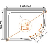 Душевой угол Cezares Pratico RH-2-100/80-P 1000x800 текстур.стекло 