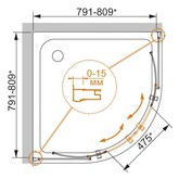 Душевой угол Cezares Pratico R-2-80-P 800x800 текстур.стекло 