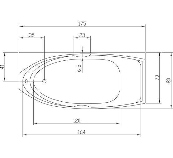 Акриловая ванна Aquatika Avrora Standart 175x80 L без гидромассажа