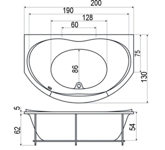 Акриловая ванна Aquatika Aquarama Standart 200x75x130 без гидромассажа