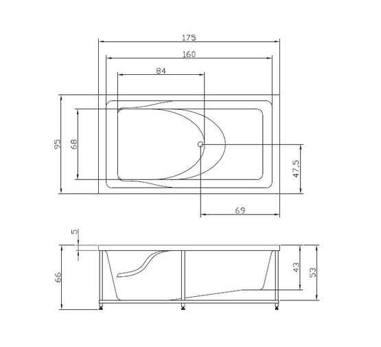 Акриловая ванна Aquatika Axioma Standart 175x95 без гидромассажа