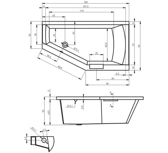 Акриловая ванна Riho Geta 160x90 L