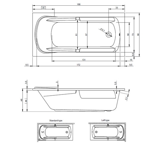 Акриловая ванна Riho Future XL 190x90