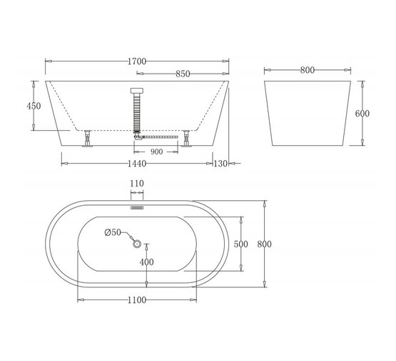 Акриловая ванна BelBagno BB71-1700 170x80