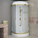 Душевая кабина Радомир Паола 1 GOLD 930x930 прозр.стекло