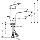 Смеситель для раковины HANSGROHE Logis 100 71100000 с д/к