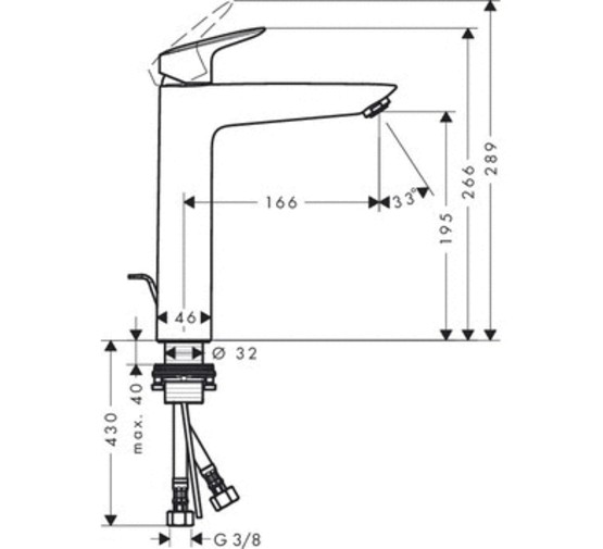 Смеситель для раковины HANSGROHE Logis 190 71090000 с д/к