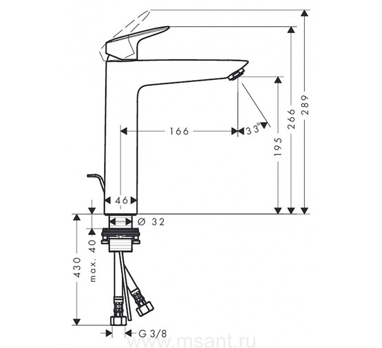 Смеситель для раковины HANSGROHE Logis 190 71090000 с д/к