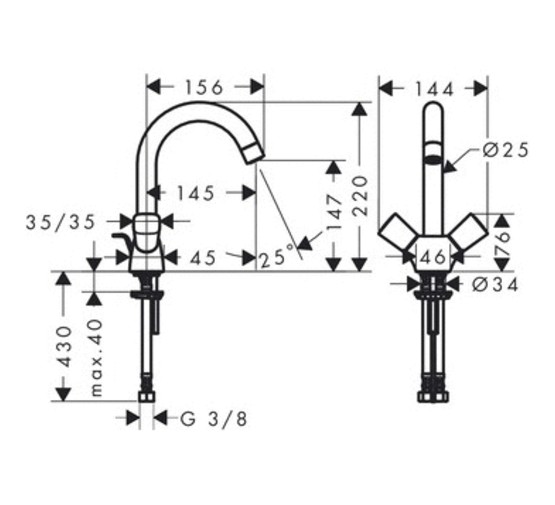 Смеситель для раковины HANSGROHE Logis 71222000 с д/к