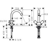 Смеситель для раковины HANSGROHE Logis 71222000 с д/к