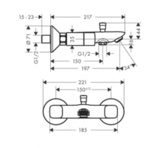 Смеситель для ванны HANSGROHE Logis 71243000 