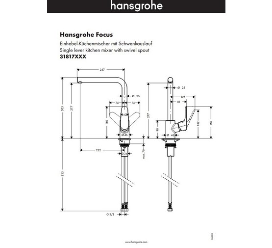 Смеситель для кухни HANSGROHE Focus 31817000