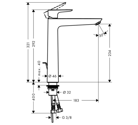 Смеситель для раковины HANSGROHE Talis E 240 71716000 д/к