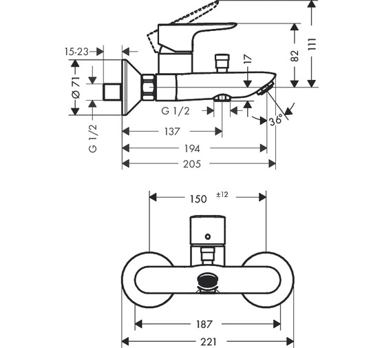 Смеситель для ванны HANSGROHE Talis E 71740000