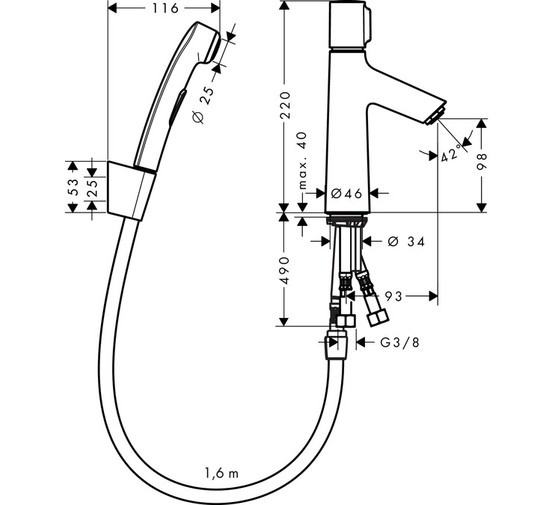 Смеситель для раковины HANSGROHE Тalis Select S 100 72291000 с гигиен.душем