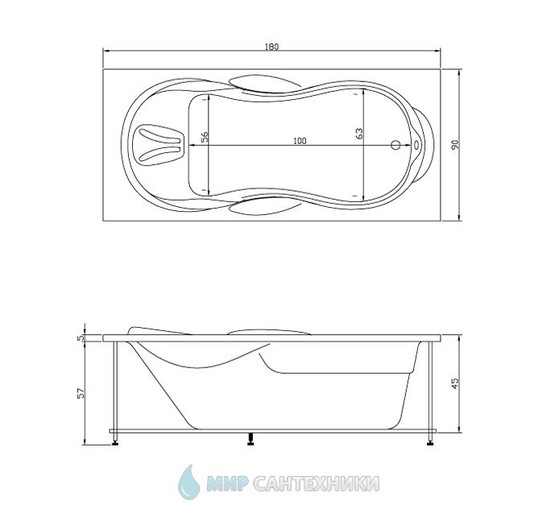 Акриловая ванна Aquatika Atlantis Basic 180x90 с гидромассажем