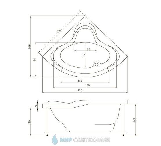 Акриловая ванна Aquatika Aquarium Basic 150x150 с гидромассажем