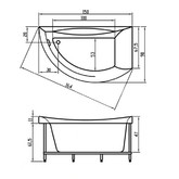 Акриловая ванна Aquatika Gotika Standart 150x90 R без гидромассажа